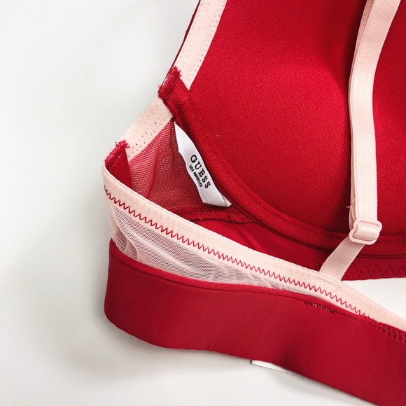 Guess | red lace mesh push-up double clasp bra - Picture 6 of 8